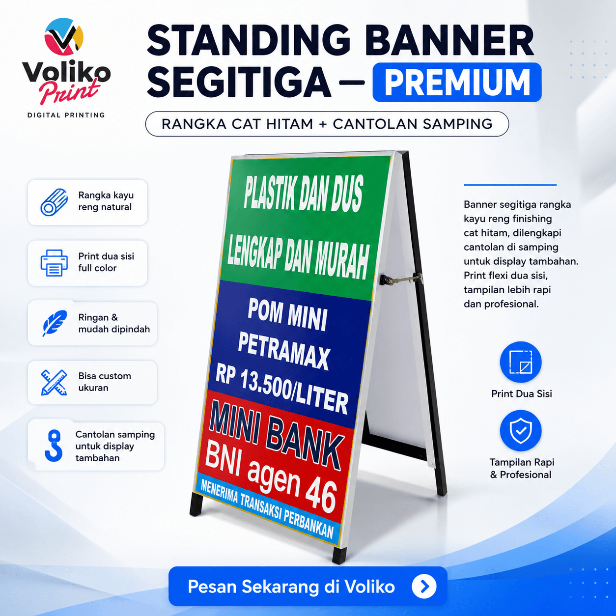 Standing Banner Segitiga Premium