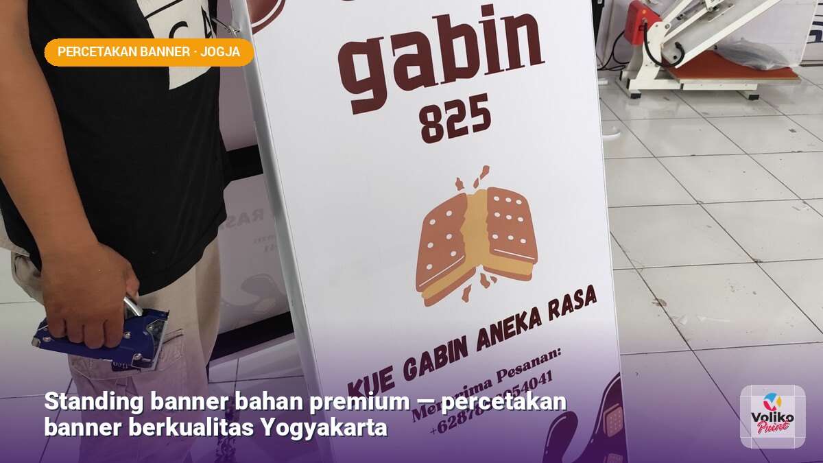 percetakan banner berkualitas — standing banner bahan premium