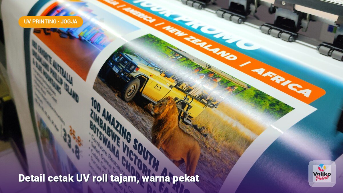 uv printing berkualitas - detail cetak UV roll tajam warna pekat